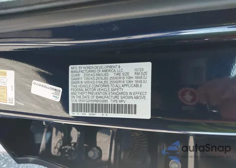 2024 Honda Pilot Ex-L 7 Passenger z USA, uszkodzony, nr VIN 5FNYG2H55RB006885